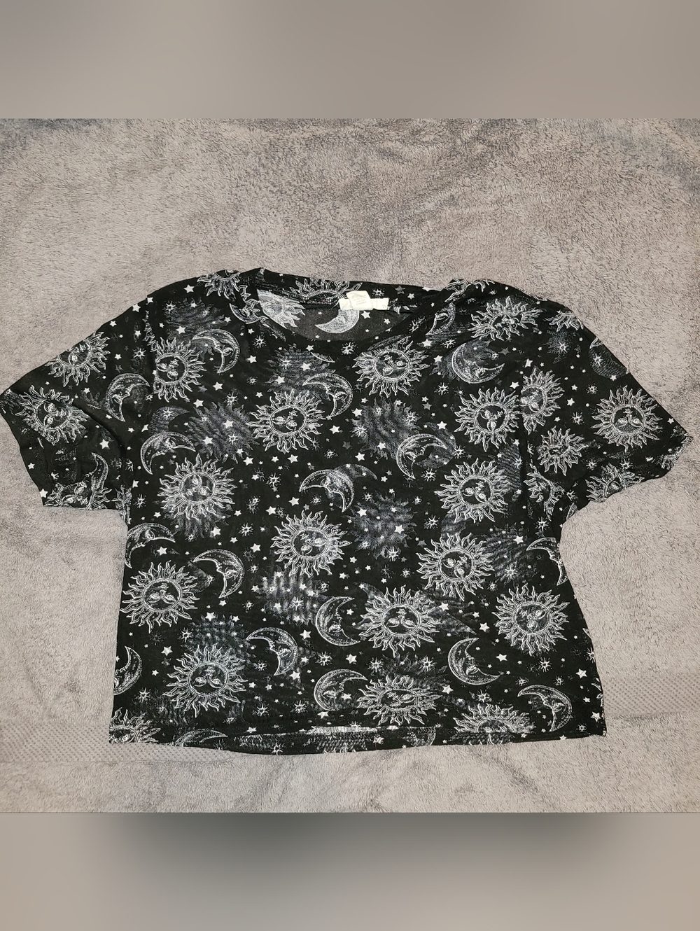 Celestial Sun & Moon Mesh Tee - Black